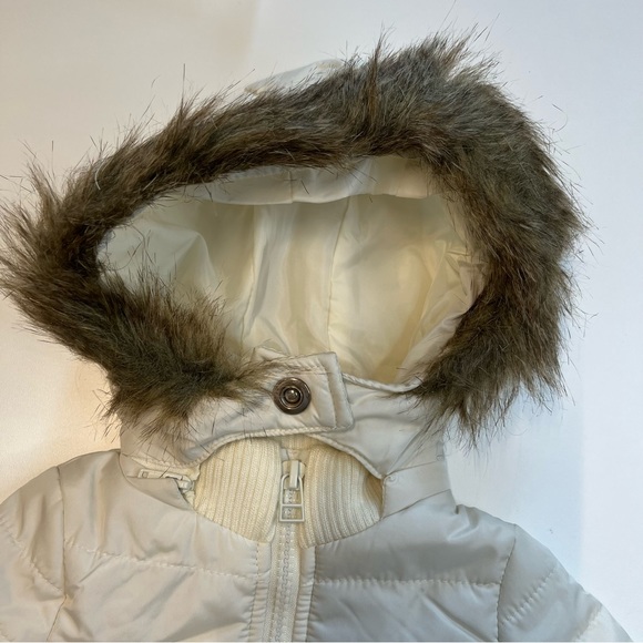 Starting Out Ivory Puffer Jacket w/ Removable Faux Fur Hood, Size 3MO, NWT!! - Picture 3 of 5
